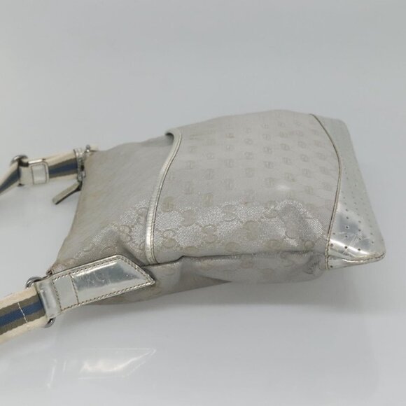 GUCCI GG Canvas Sherry Line Shoulder Bag Gray Silver blue 145857 Auth bs23771 - Picture 4 of 16